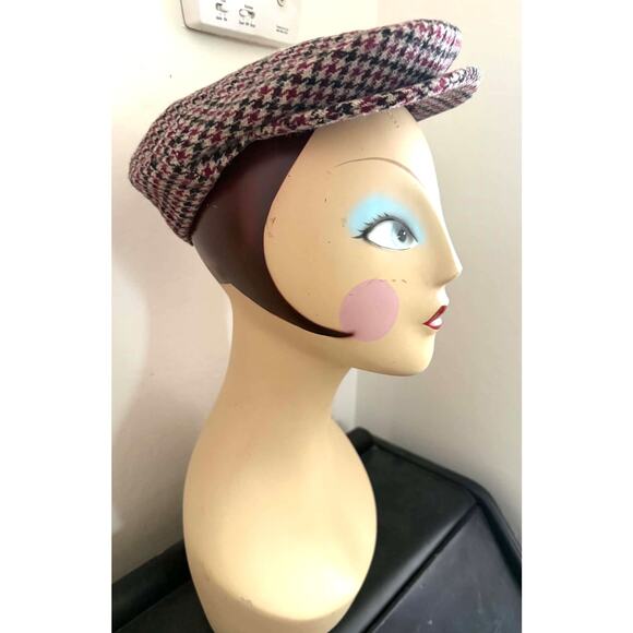 Vintage Connemara Irish Wool Newsboy Cap Hat Hand-tailored Ireland Houndstooth main image 4